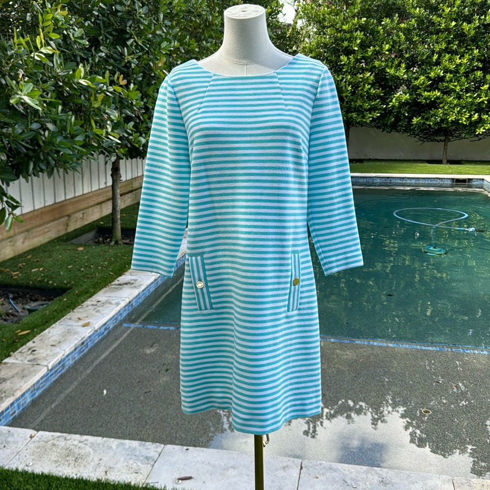 Lilly Pulitzer Turquoise and White Striped Dress